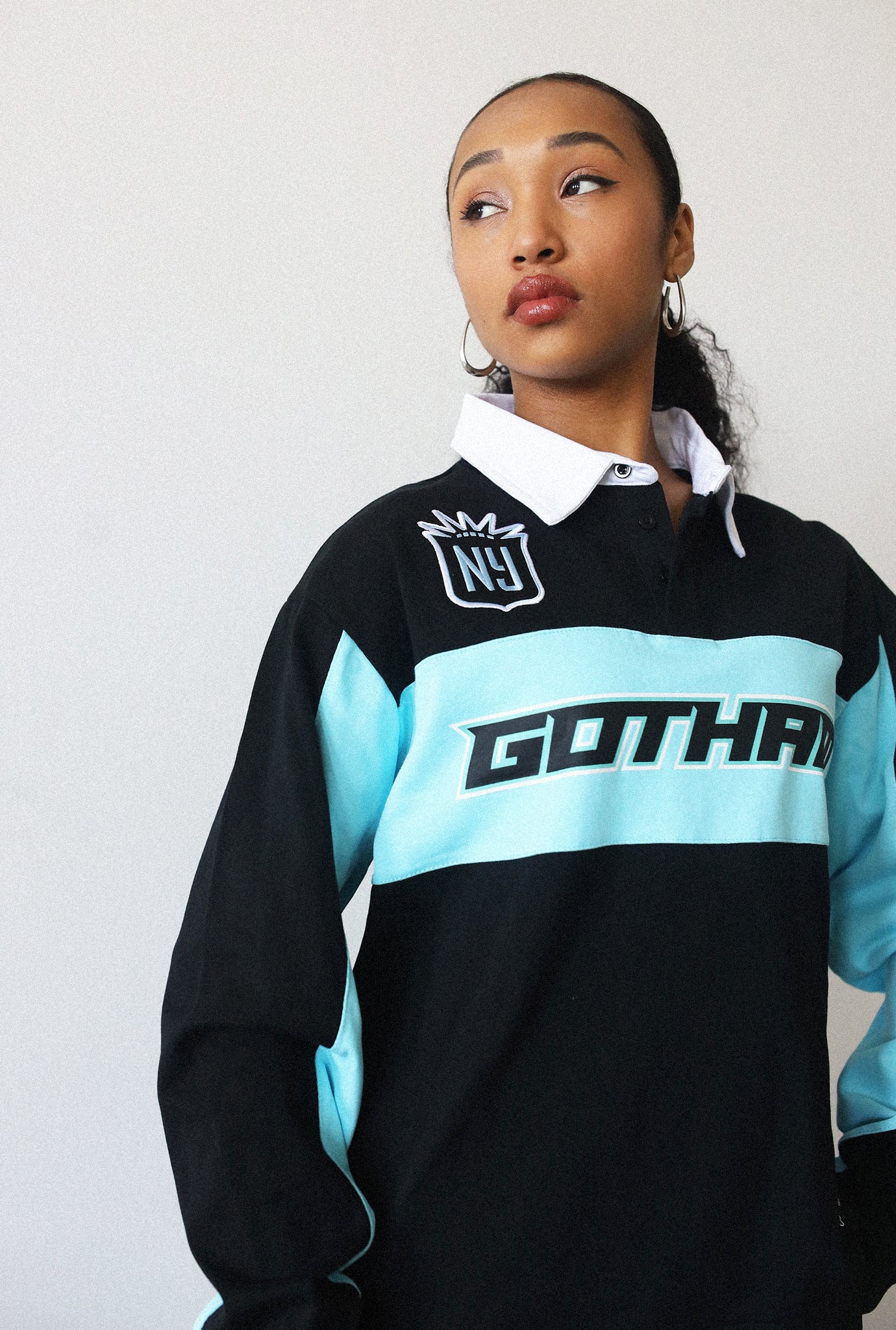 Gotham FC Rugby-Polo - Schwarz / Hellblau