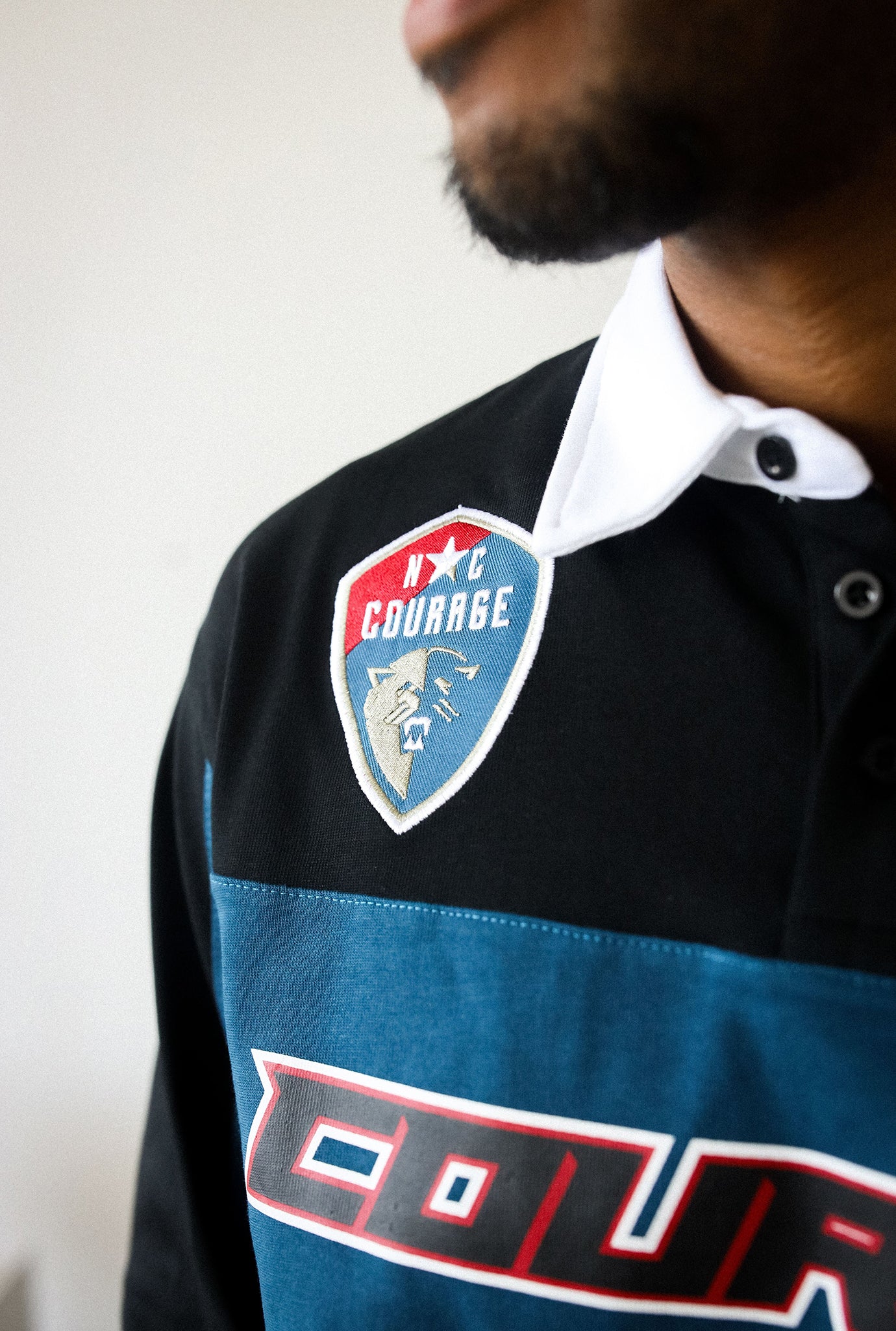 North Carolina Courage Rugby Polo - Black / Atlantic Blue