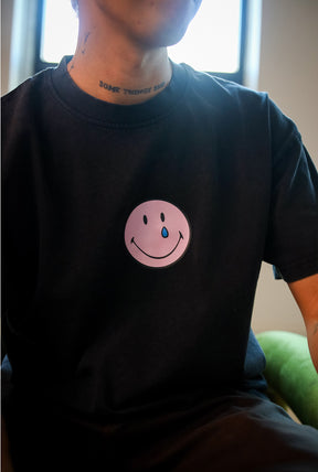 SMILEY: Being Human is Hard Heavyweight Garment Dyed T-Shirt - Black