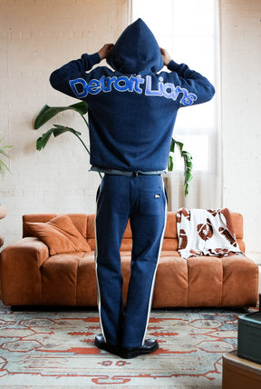 Detroit Lions Sport Through Texture Heavyweight Full Zip Hoodie - Navy