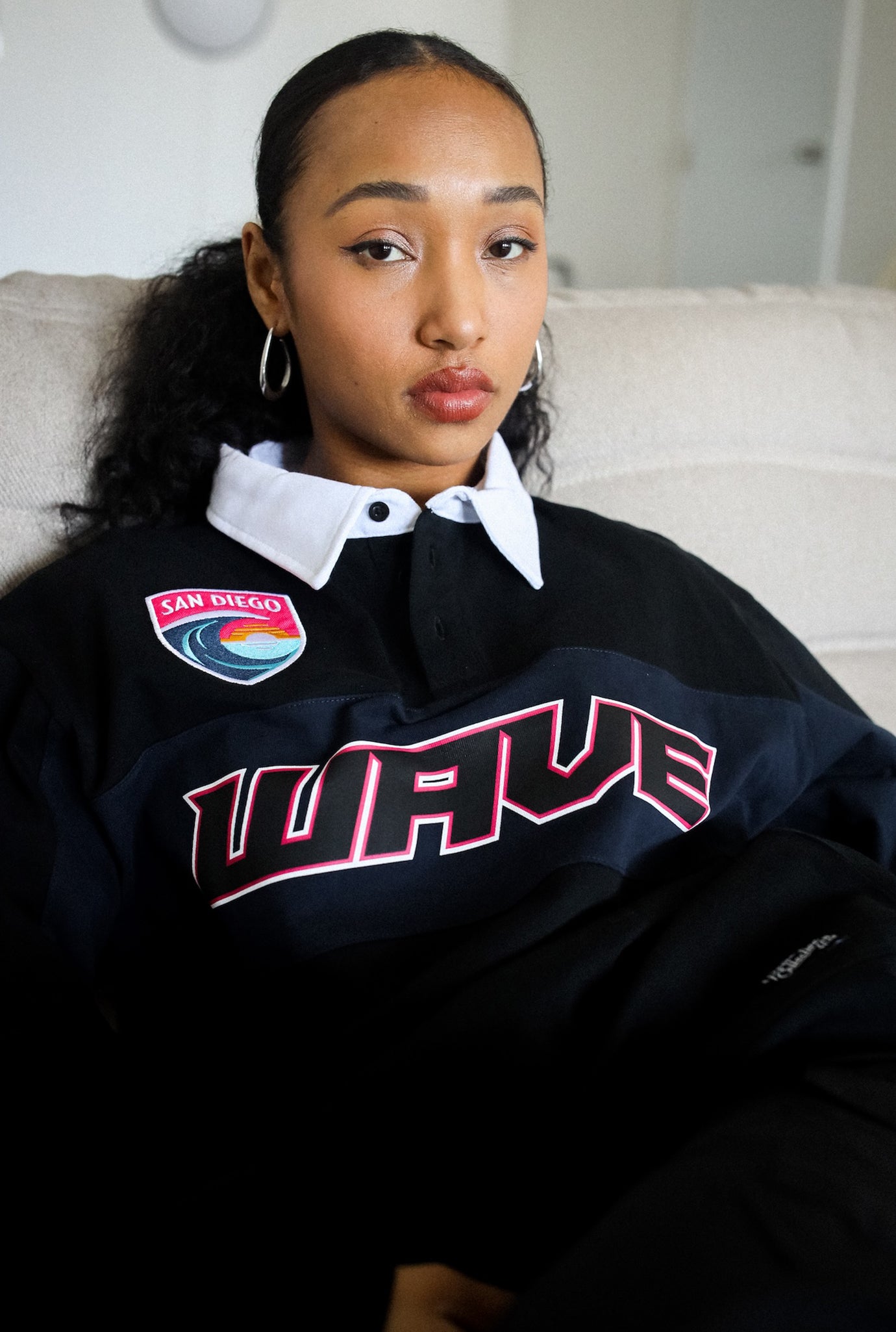 Polo de rugby San Diego Wave FC - Noir/Bleu marine