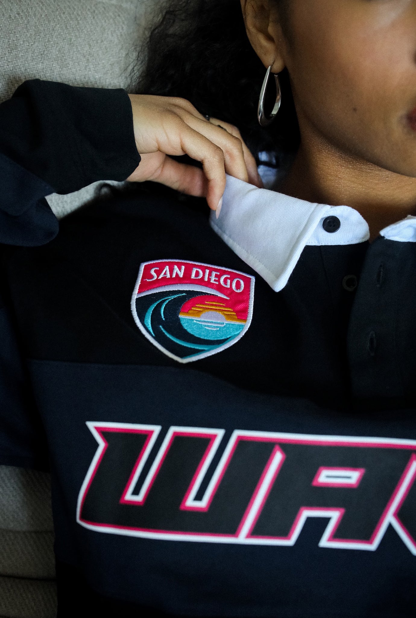 Polo de rugby San Diego Wave FC - Noir/Bleu marine