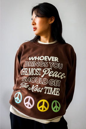 Bring Peace Pigment Dye Crewneck - Espresso