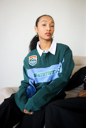 Denver Summit FC Rugby Langarm-Polo – Tannengrün/Blau