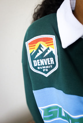 Denver Summit FC Rugby Langarm-Polo – Tannengrün/Blau
