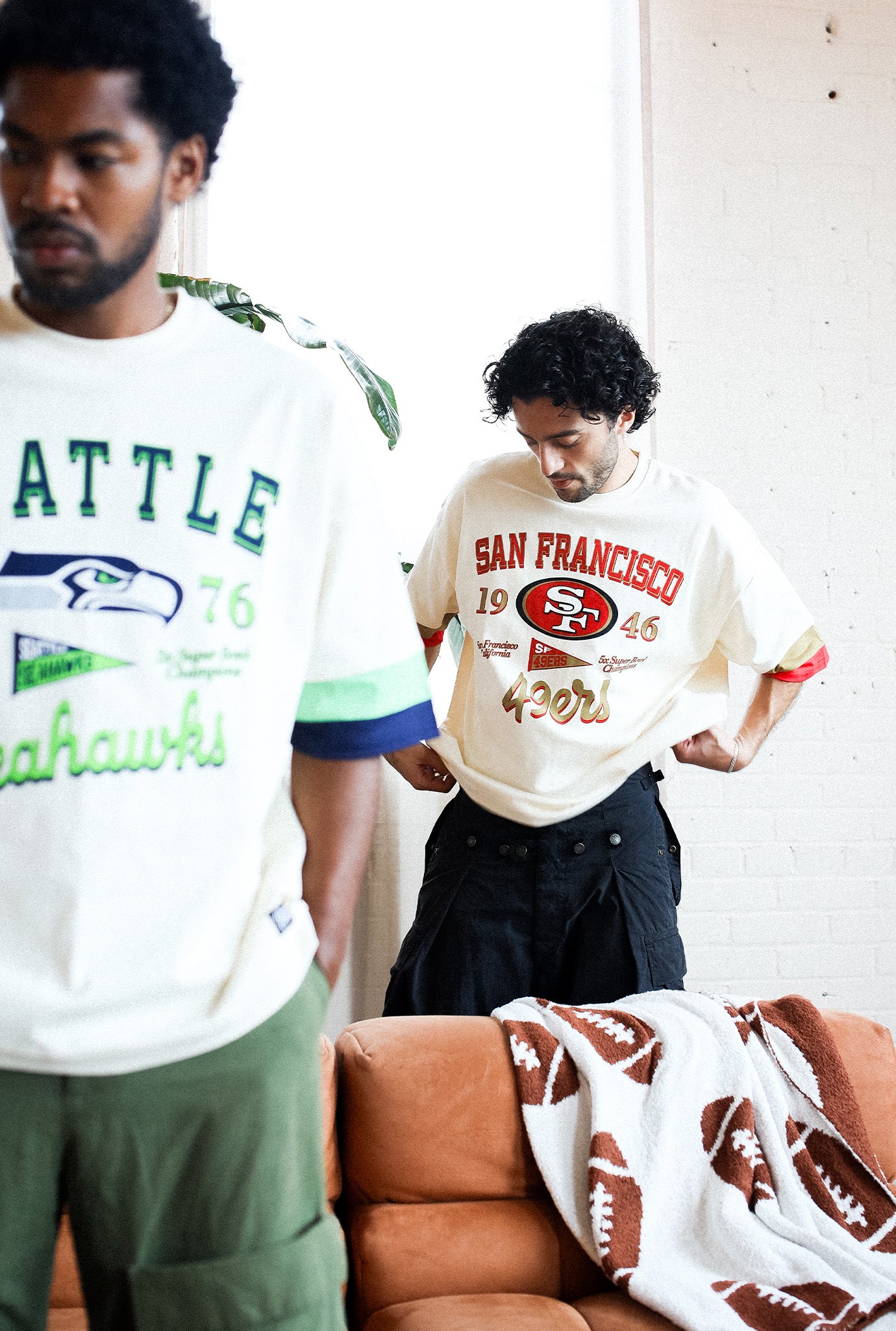 San Francisco 49ers Vintage Clubhouse Colour Blocked Heavyweight T-Shirt - Ivory