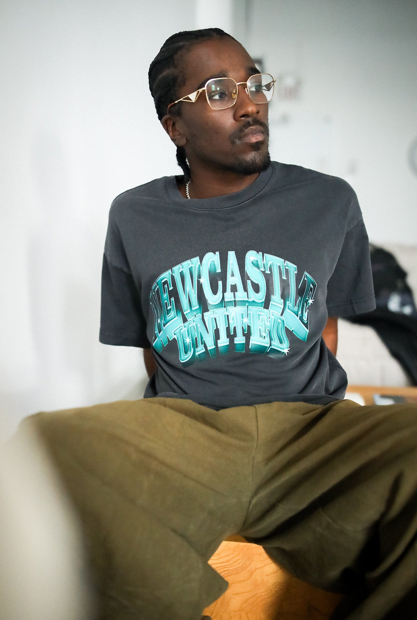 Newcastle United Graffiti Heavyweight Garment Dyed T-Shirt - Black