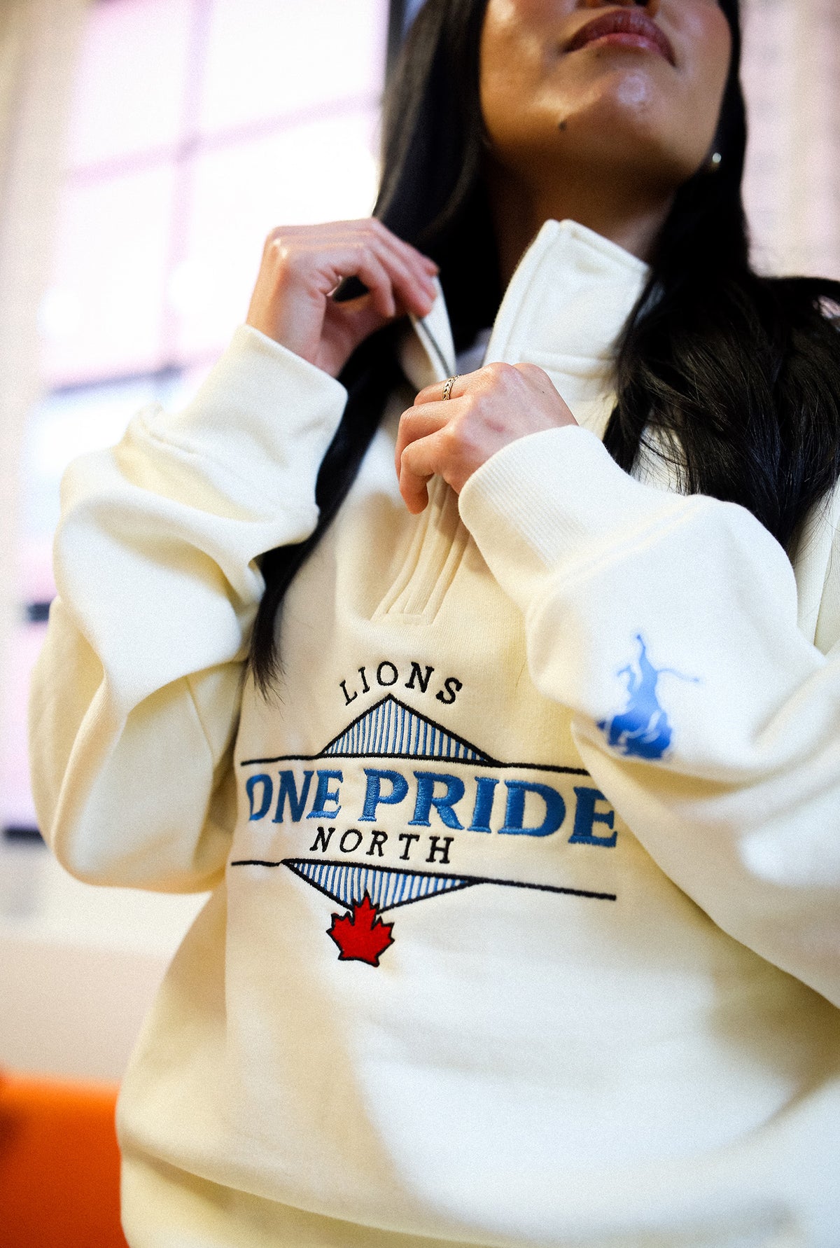 Detroit Lions One Pride North Quarter Zip - Ash