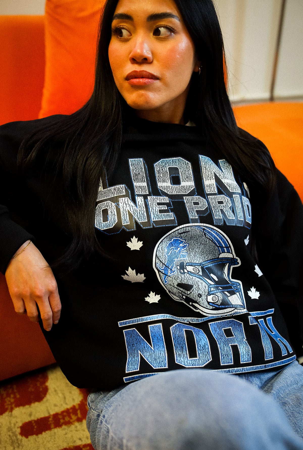 Detroit Lions One Pride North Heavyweight Crewneck - Black