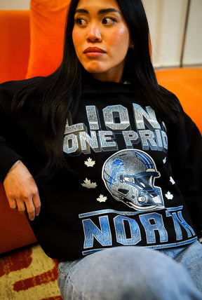 Detroit Lions One Pride North Heavyweight Crewneck - Black