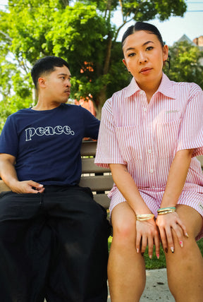 Peace Basics Short Sleeve Poplin Shirt - Red