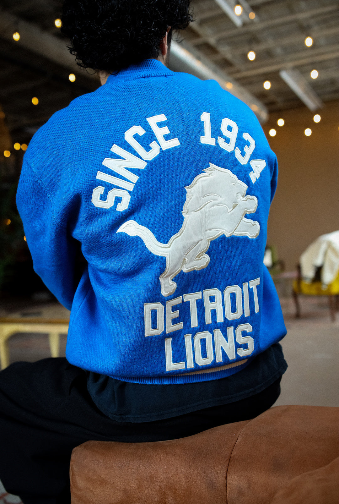 Detroit Lions Fanleisure Knit Varsity Jacket - Royal