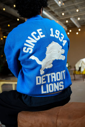 Detroit Lions Fanleisure Knit Varsity Jacket - Royal