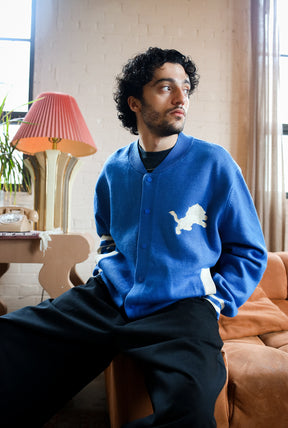 Detroit Lions Fanleisure Knit Varsity Jacket - Royal
