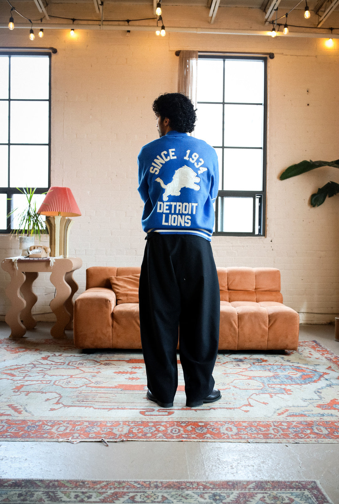 Detroit Lions Fanleisure Knit Varsity Jacket - Royal