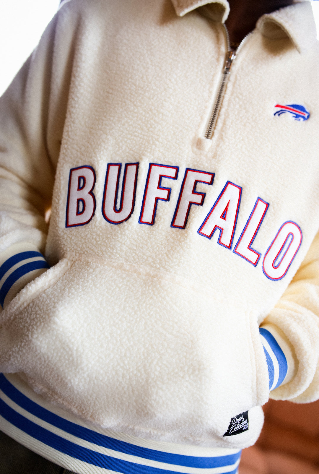 Buffalo Bills Sport Through Texture Fleece 1/4 Zip - Ivory