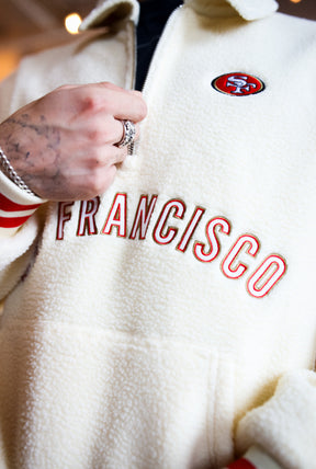 San Francisco 49ers Sport Through Texture Fleece 1/4 Zip - Ivory