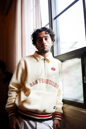 San Francisco 49ers Sport Through Texture Fleece 1/4 Zip - Ivory