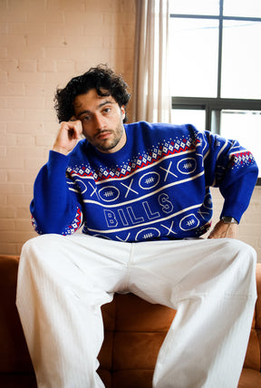 Buffalo Bills Vintage Clubhouse Fairisle Knit Sweater - Navy