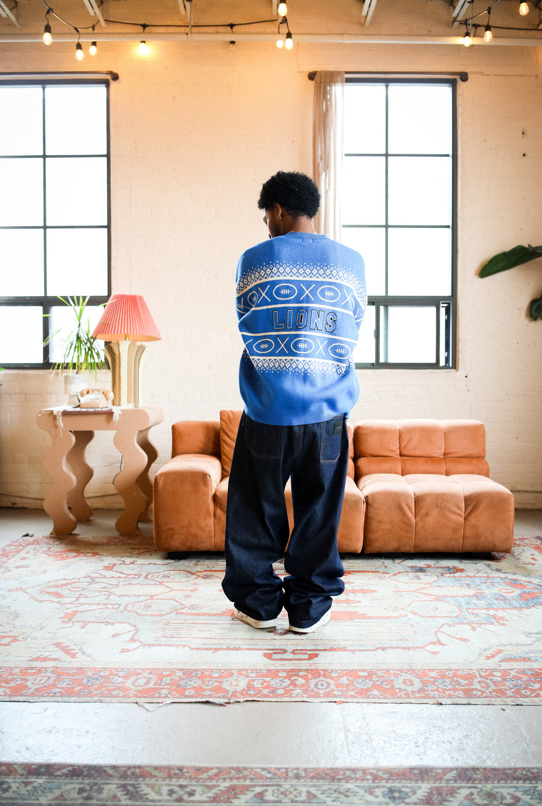 Detroit Lions Vintage Clubhouse Fairisle Knit Sweater - Royal