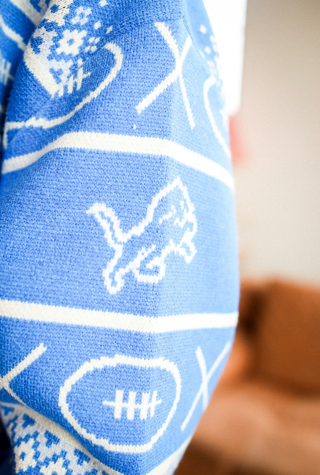 Detroit Lions Vintage Clubhouse Fairisle Knit Sweater - Royal