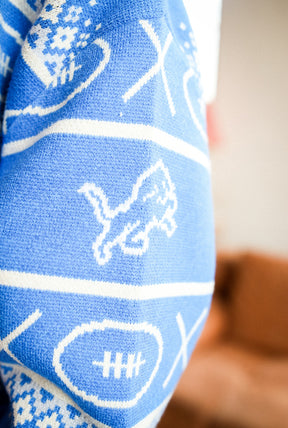 Detroit Lions Vintage Clubhouse Fairisle Knit Sweater - Royal
