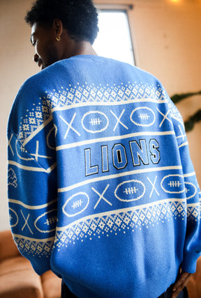 Detroit Lions Vintage Clubhouse Fairisle Knit Sweater - Royal