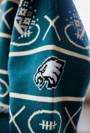 Philadelphia Eagles Vintage Clubhouse Fairisle Knit Sweater - Midnight Green