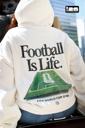 Sudadera con capucha de peso pesado FIFA World Cup 2026™ Football is Life - Marfil