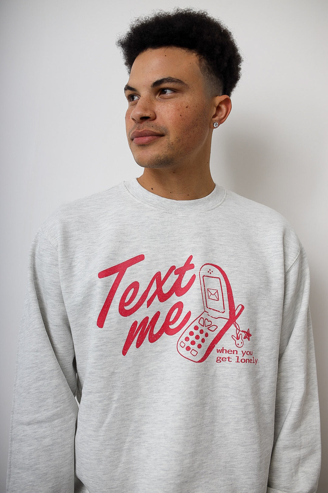 Text Me Heavyweight Crewneck - Ash