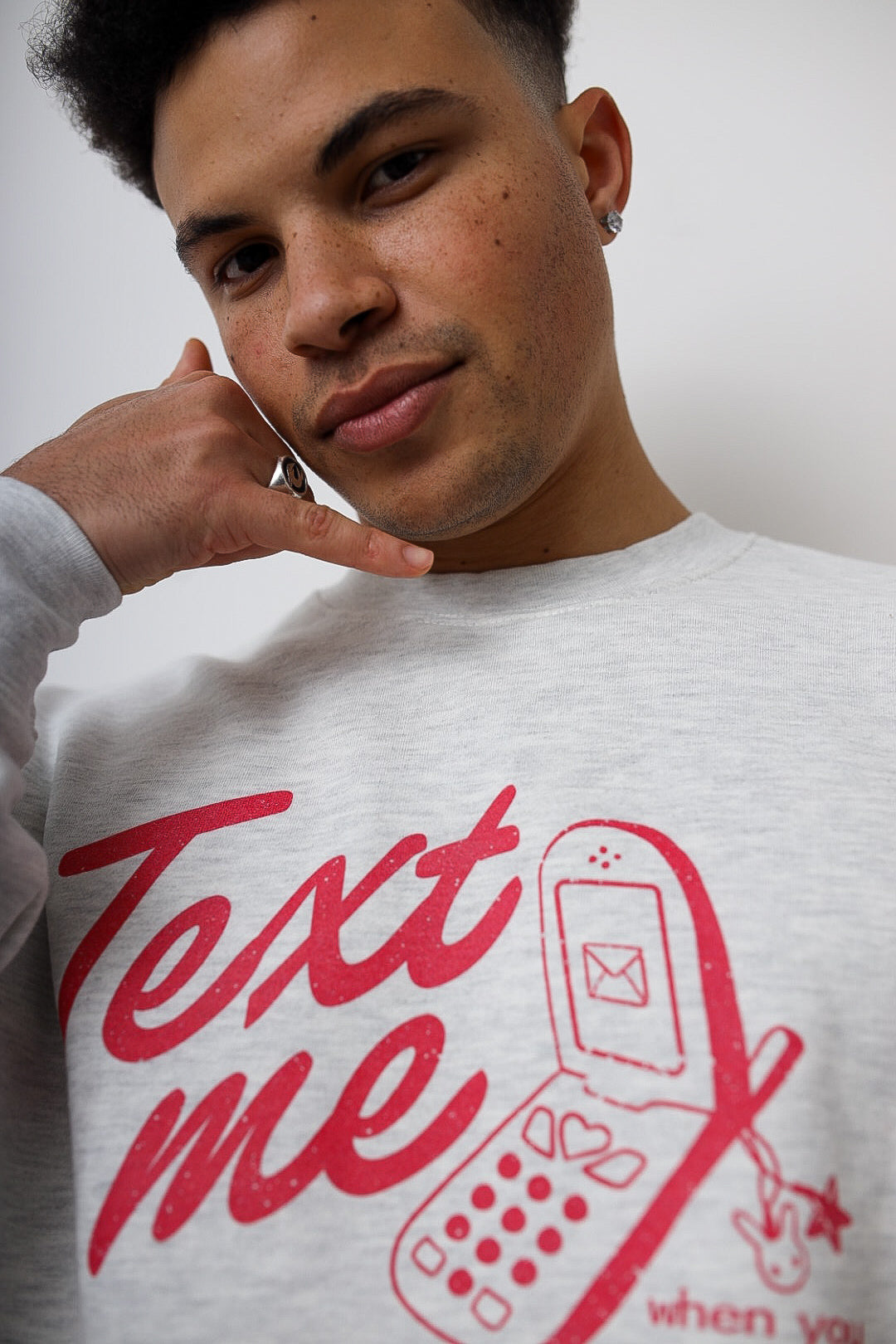 Text Me Heavyweight Crewneck - Ash