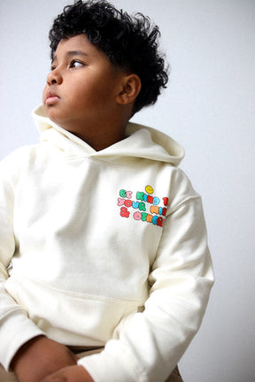 P/C x SmileyWorld Be Kind To Your Mind & Others Youth Heavyweight Hoodie  - Ivory