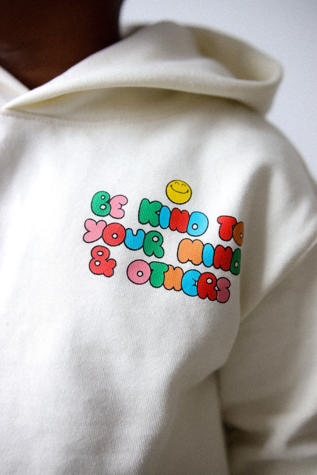 P/C x SmileyWorld Be Kind To Your Mind & Others Youth Heavyweight Hoodie  - Ivory