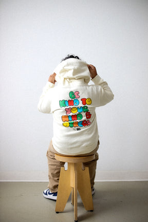 P/C x SmileyWorld Be Kind To Your Mind & Others Youth Heavyweight Hoodie  - Ivory