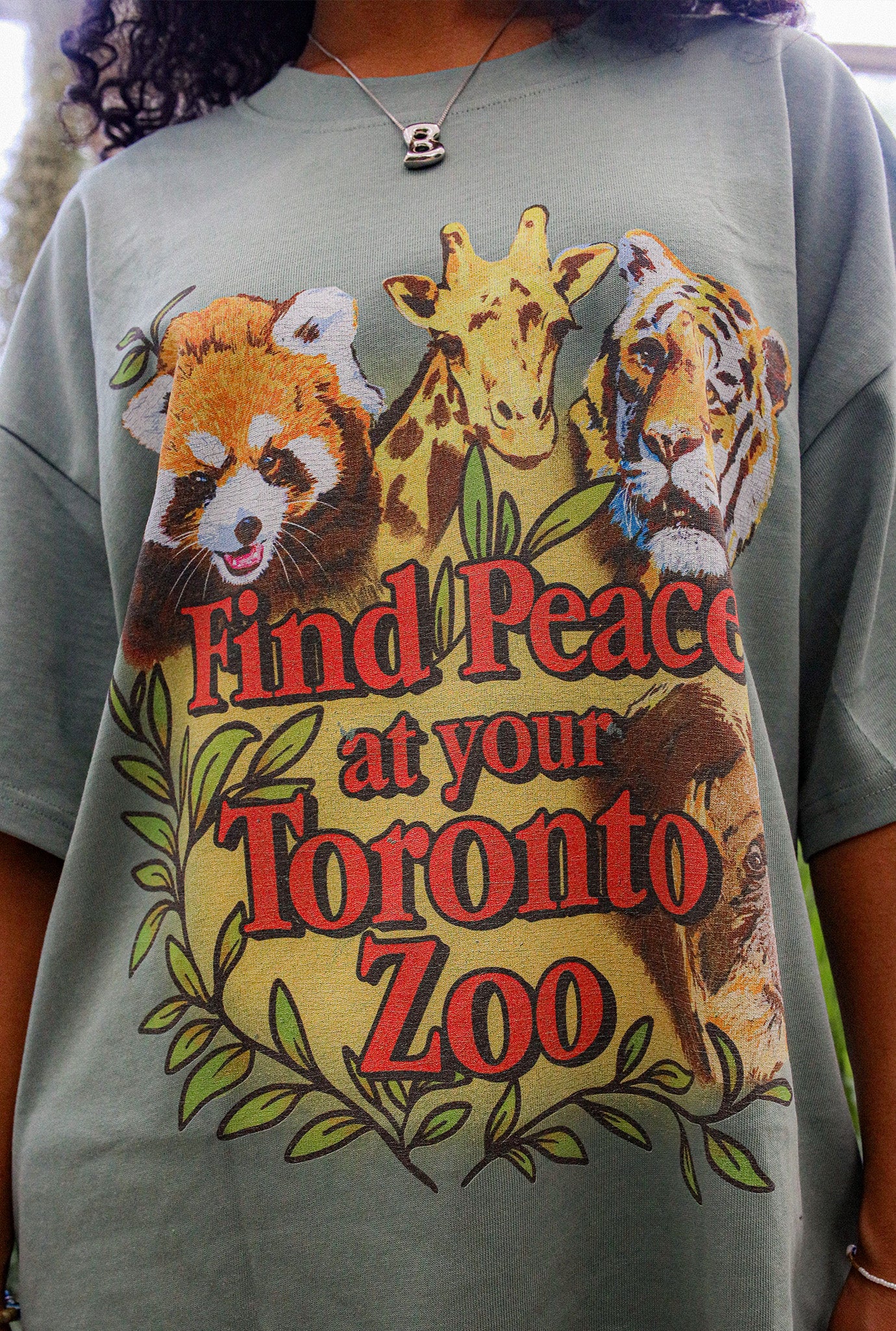 Toronto Zoo Find Peace Heavyweight Garment Dyed T-Shirt - Dusty Green