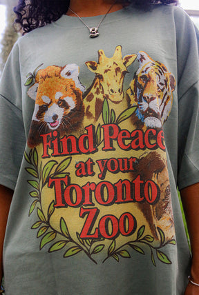 Toronto Zoo Find Peace Heavyweight Garment Dyed T-Shirt - Dusty Green