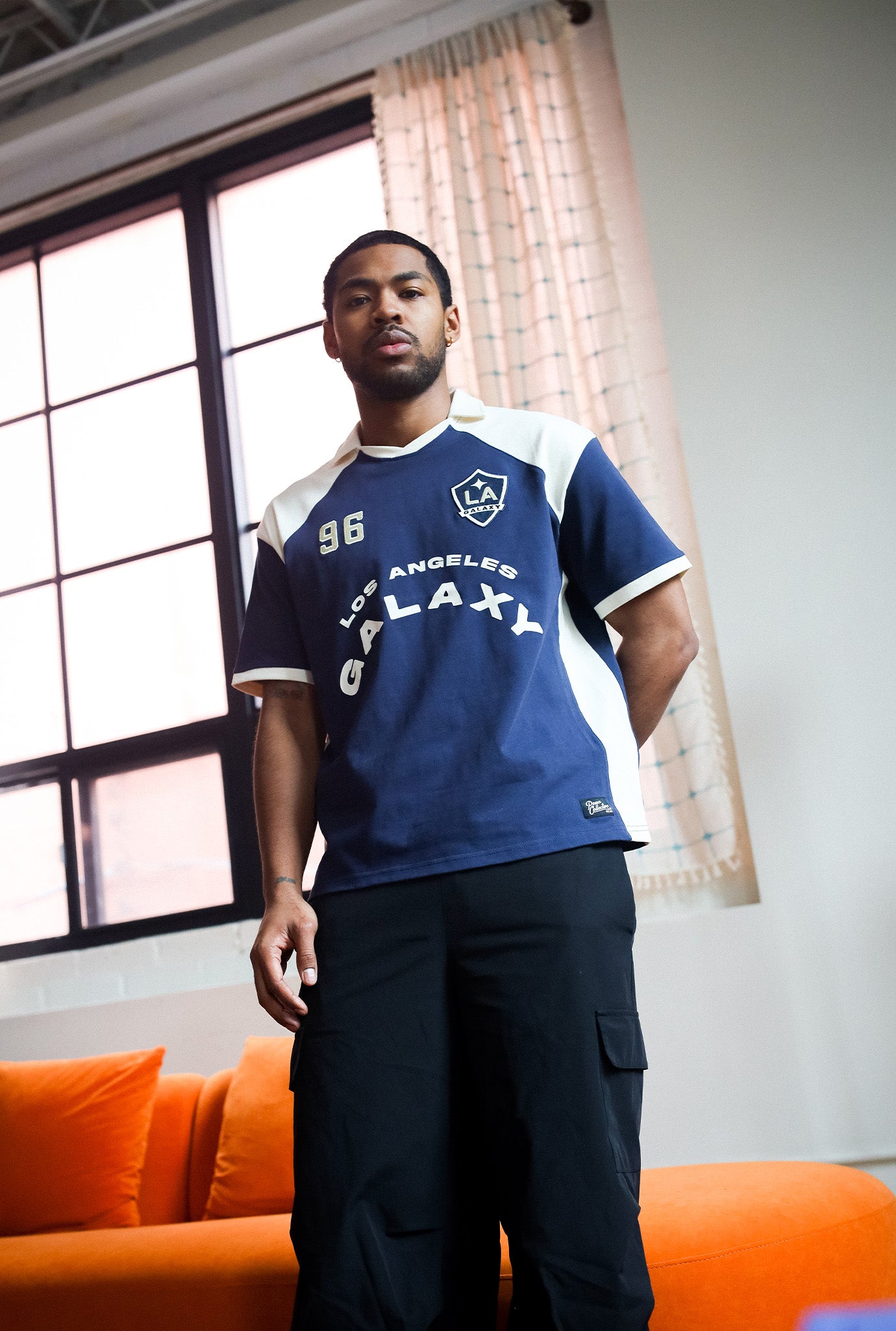 Los Angeles Galaxy Colour Block Soccer Jersey - Navy / Ivory