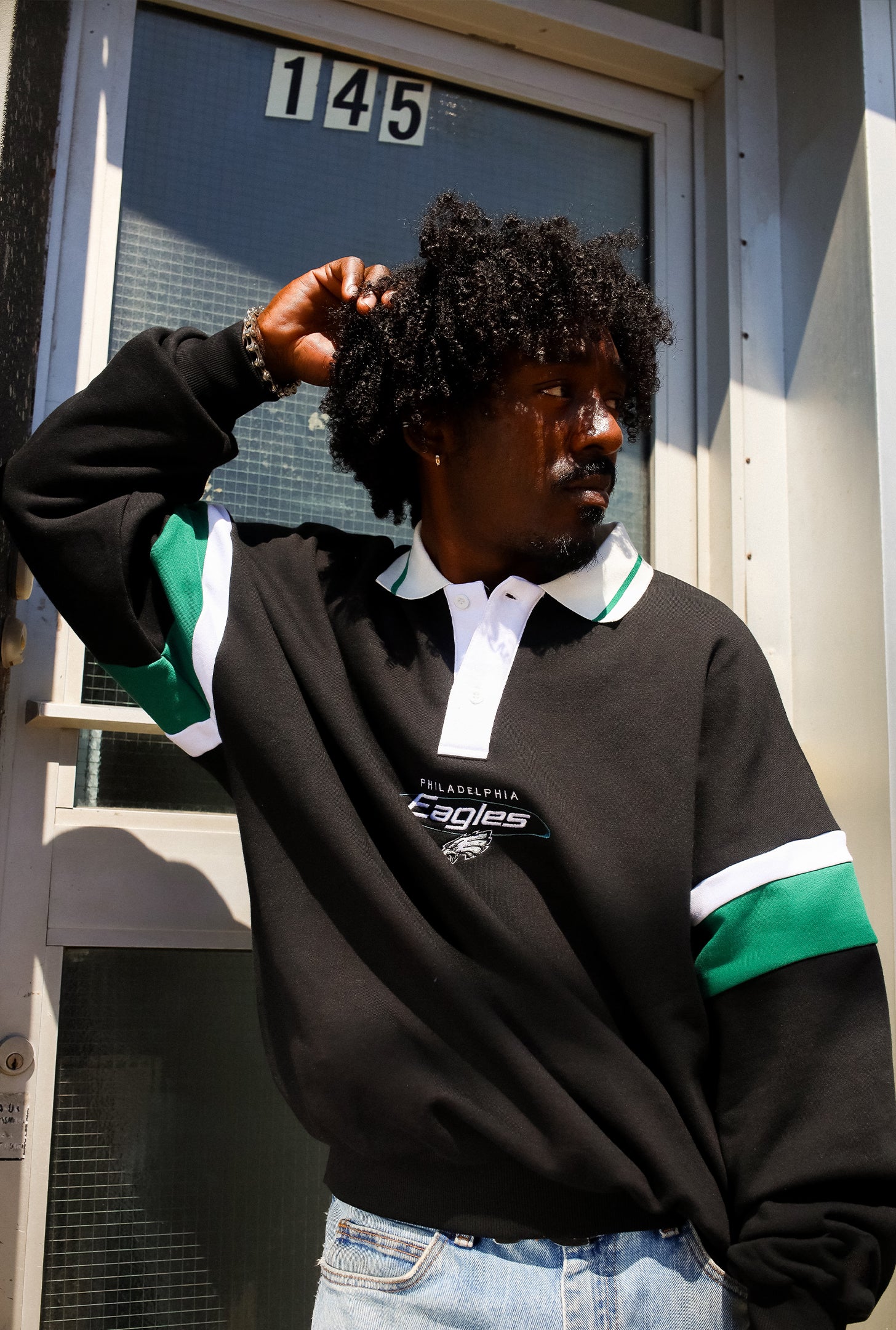 Philadelphia Eagles Oversized Rugby - Black / Midnight Green