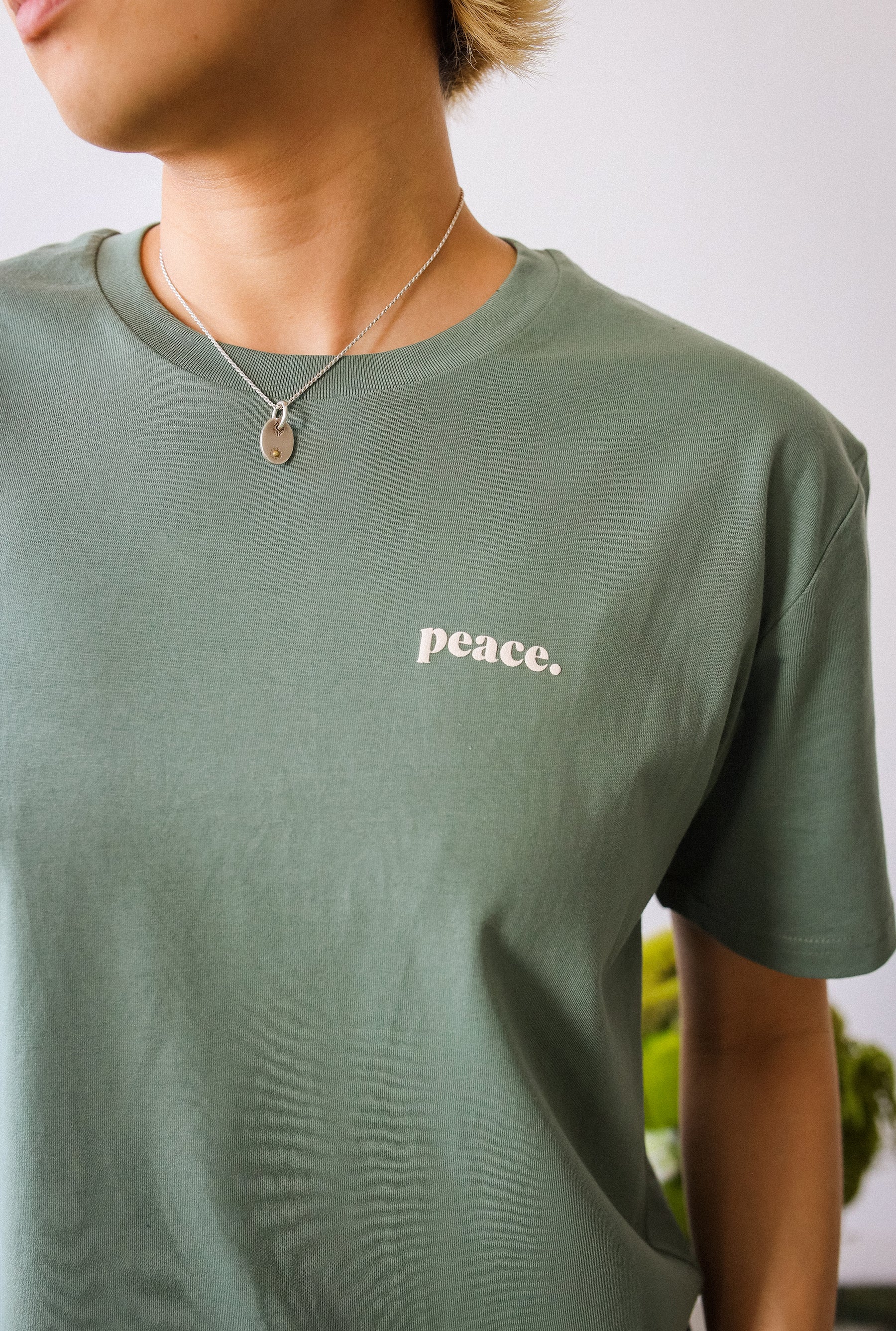 Peace Basics Cropped T-Shirt - Sage Green