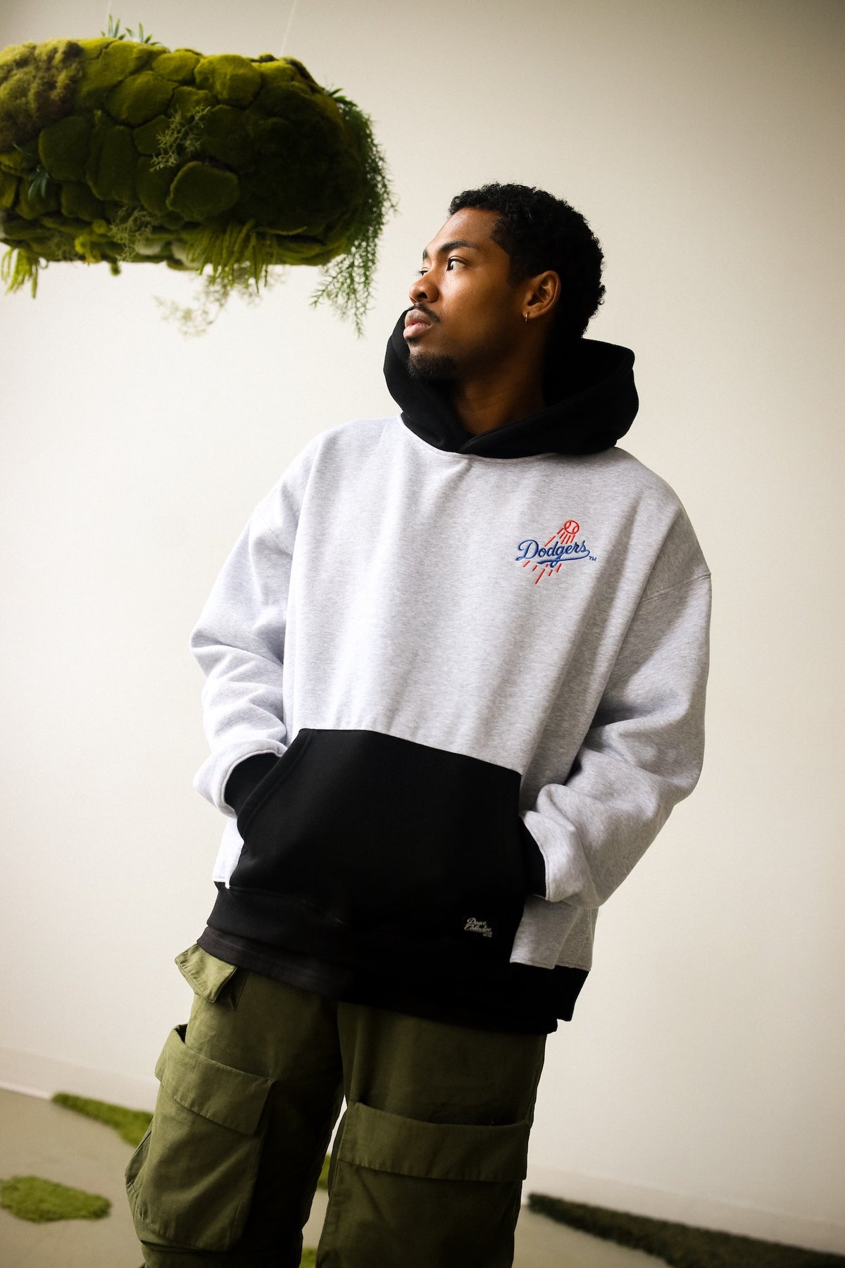 Los Angeles Dodgers Colour Block Heavyweight Hoodie - Black / Grey