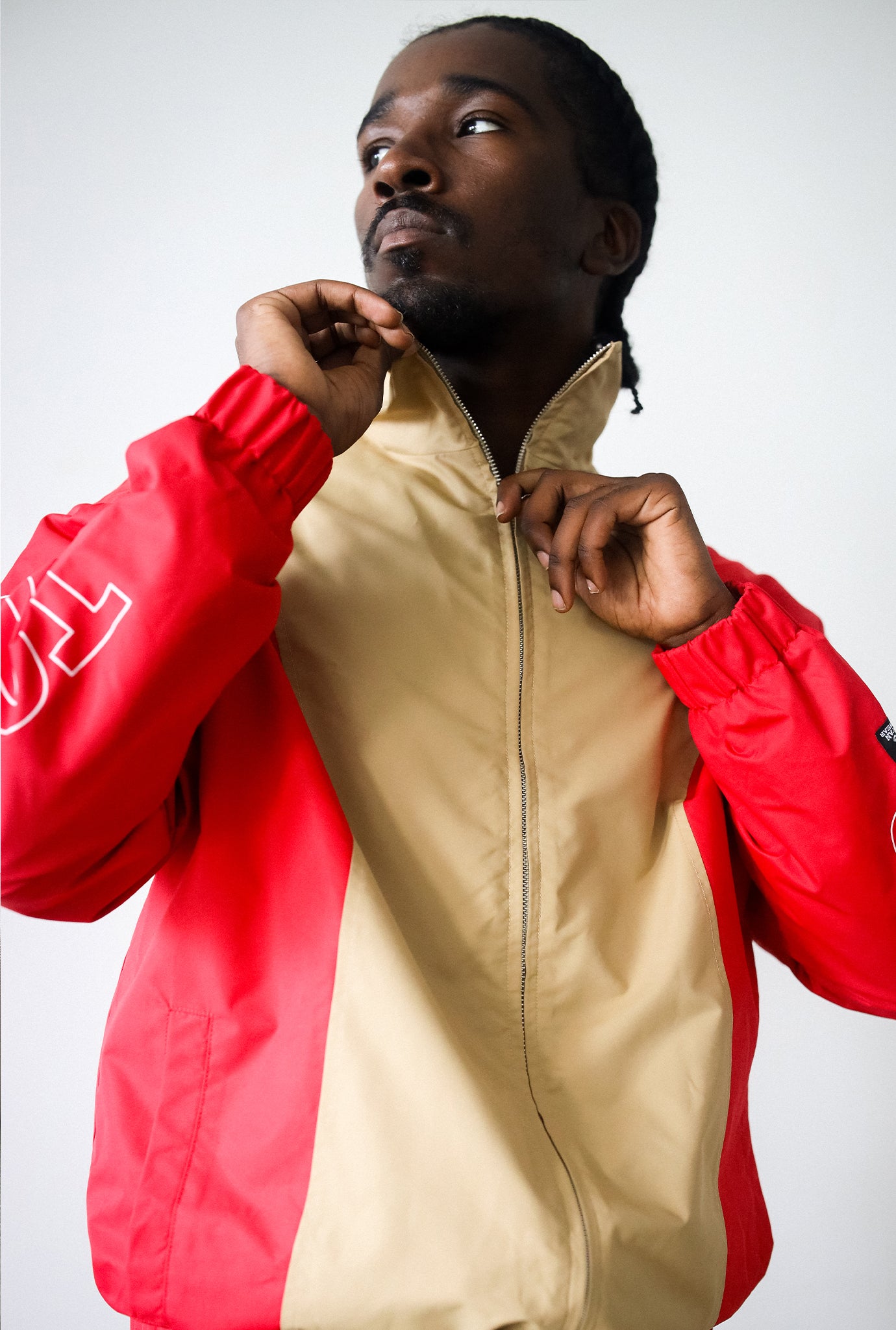 Toronto Raptors Colour Block Windbreaker Jacket - Ivory / Red