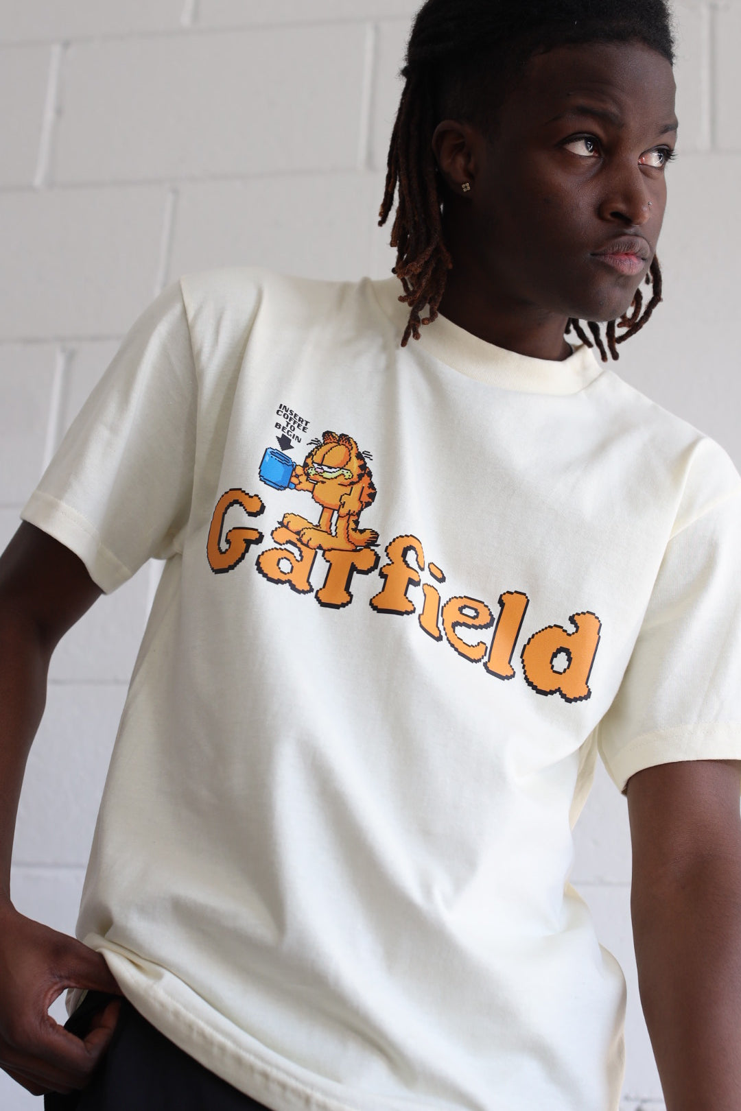 Garfield Retro Video Game Heavyweight T-Shirt - Ivory