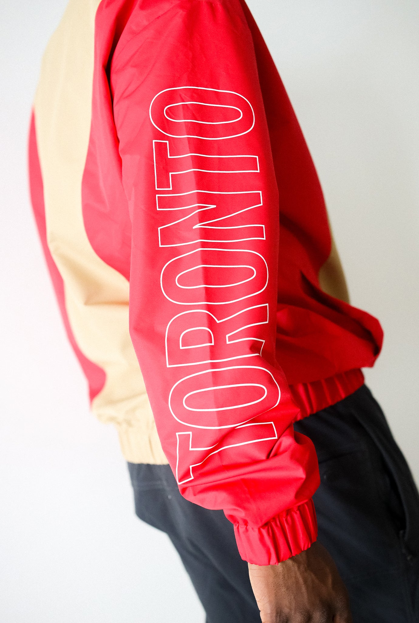 Toronto Raptors Colour Block Windbreaker Jacket - Ivory / Red