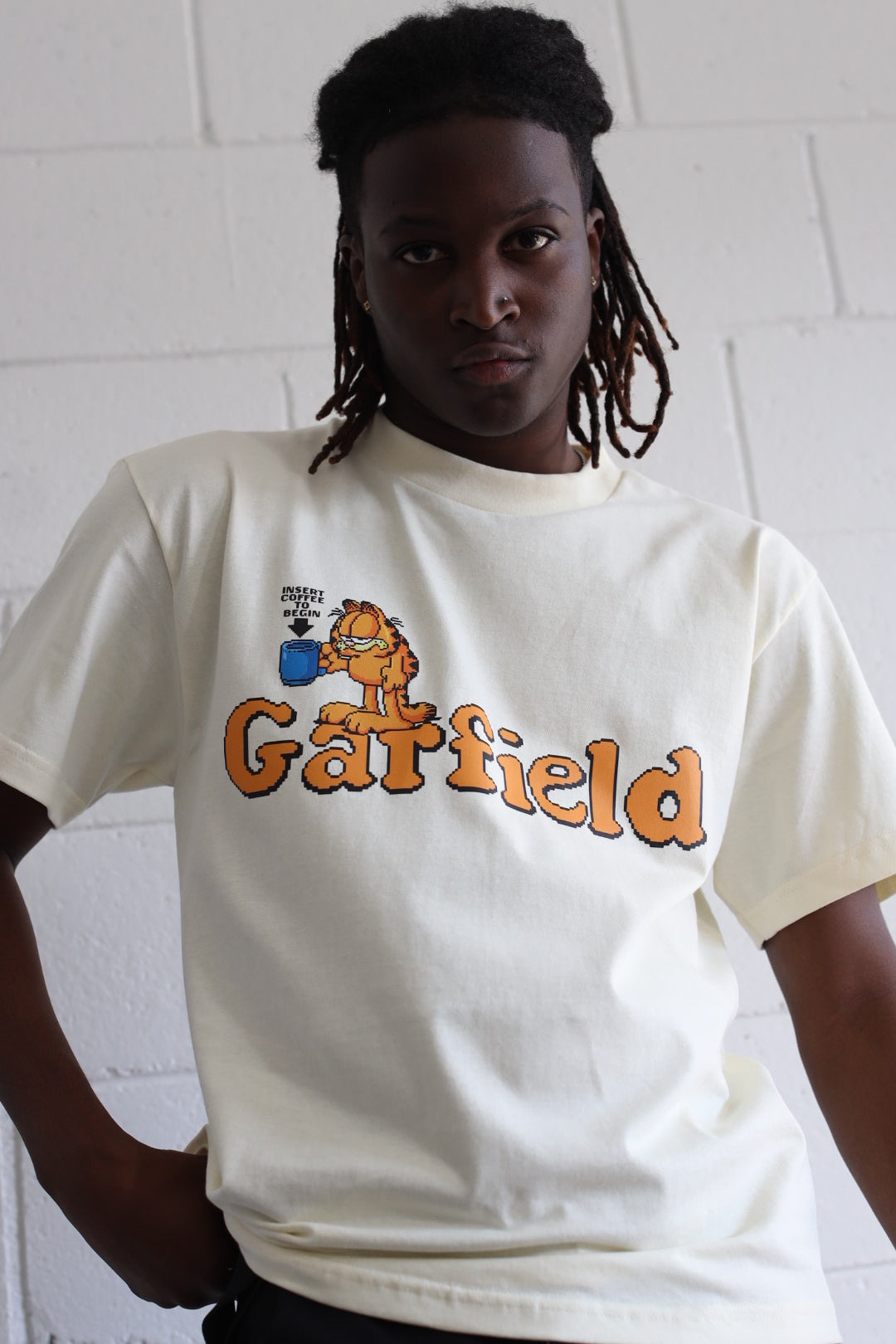 Garfield Retro Video Game Heavyweight T-Shirt - Ivory