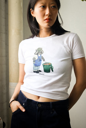 Vacances d'été Trash Teddy : T-shirt bébé ours en peluche barbecue - Blanc