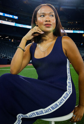 Toronto Blue Jays x Hazel Mae Women's Ribbed Tank Dress - Navy