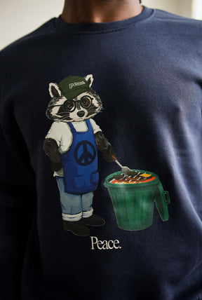 Trash Teddy Summer Vacation: BBQ Teddy Crewneck - Navy