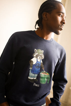 Trash Teddy Summer Vacation: BBQ Teddy Crewneck - Navy