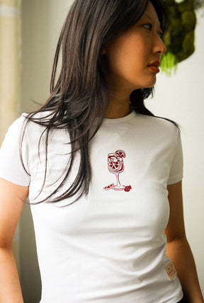 Sangria Club Baby Tee - White