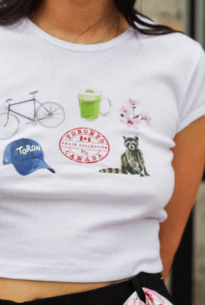 Toronto Destination Icons Baby Tee - White